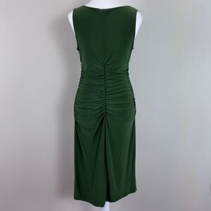 Norma Kamali Ruched Forest Green Slinky Midi Dress‎ Size Medium